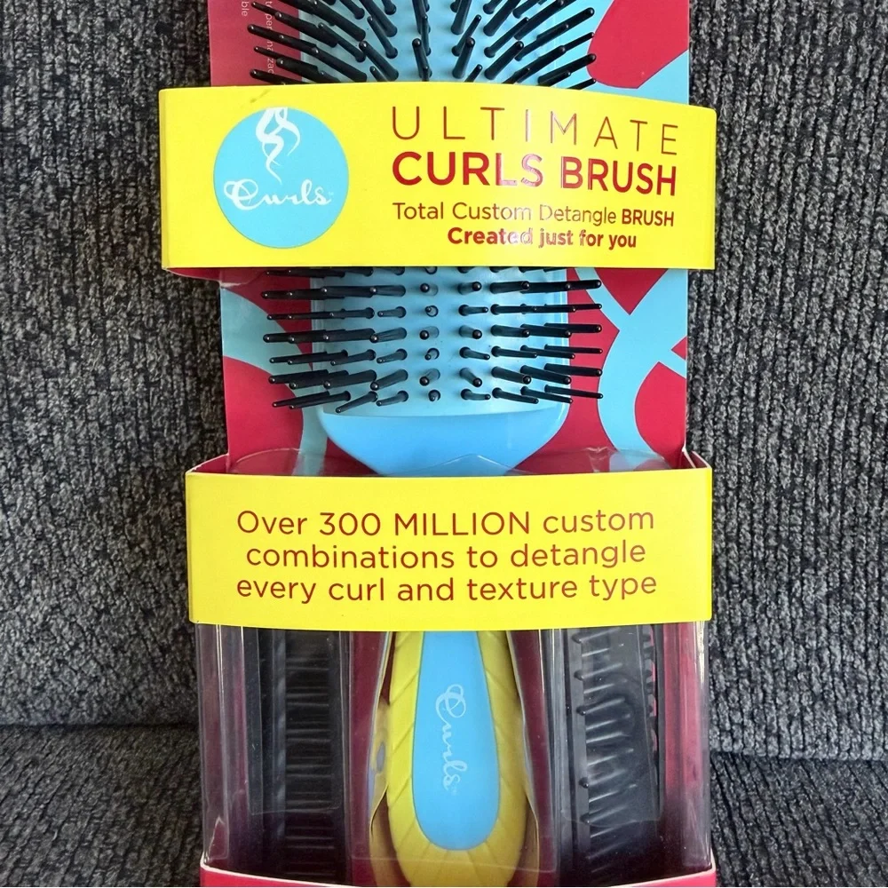 Curls Ultimate Detangler Hair  BrushBlue/Yellow Lightweight All Hairtypes- NWT